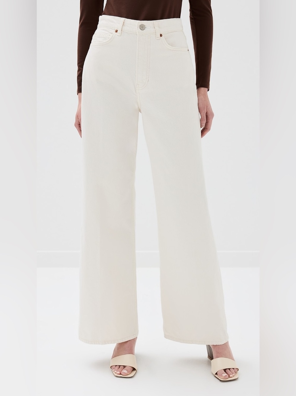 Reformation Cary High Rise Wide Leg Jeans Fior Di Latte Size 28
